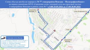 Схема объезда маршрута № 77 для пассажиров